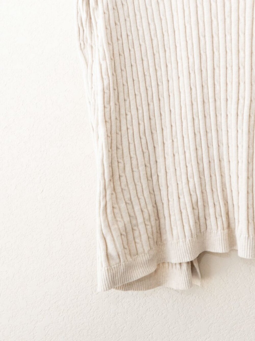 Kim Rogers Cardigan Womens XL Beige 100% Cotton Cable Knit Open Front Pockets - Picture 12 of 13